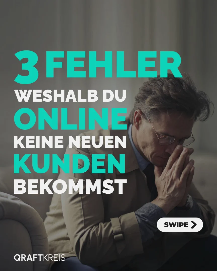 Social Media Post mit dem Cover "3 Fehler weshalb du online keine neuen Kunden bekommst"