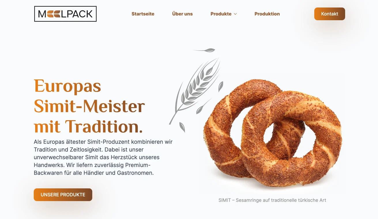 Webdesign Screenshot für Europas Simit-Meister mit Tradition: Meelpack